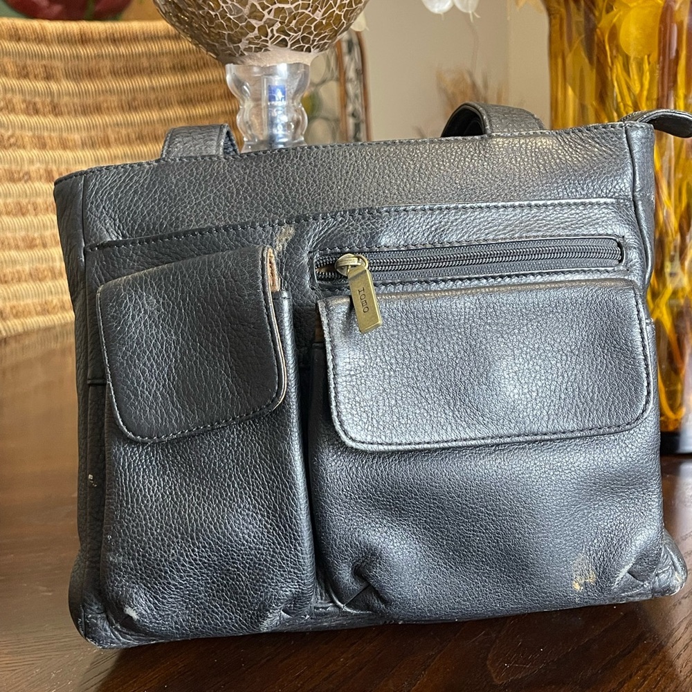 HOBO Charcoal Leather Shoulder Bag - Picture 2 of 8